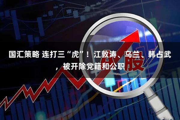 国汇策略 连打三“虎”！江敦涛、乌兰、韩占武，被开除党籍和公职